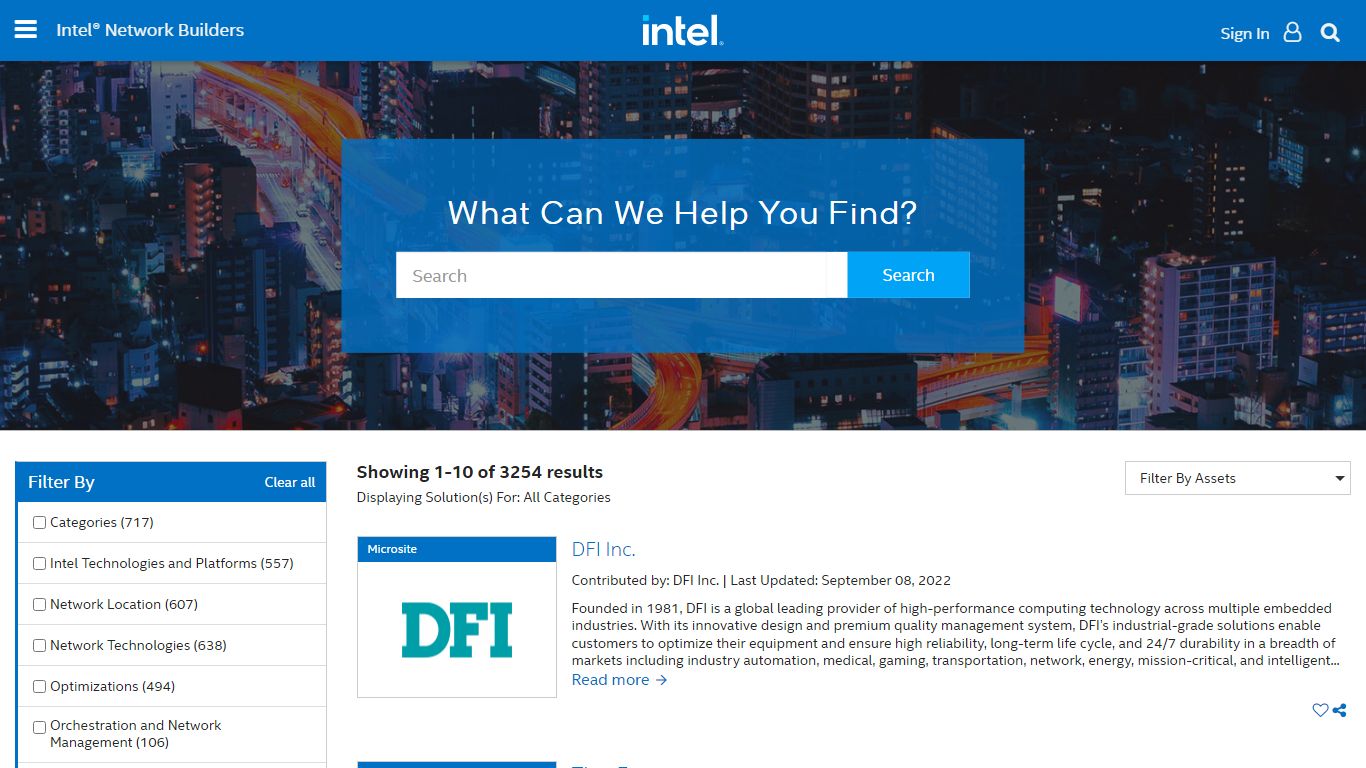 Intel® Network Builders - Advanced Search