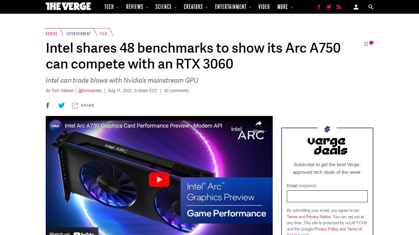 Intel shares 48 benchmarks to show its Arc A750 can compete with an RTX ...